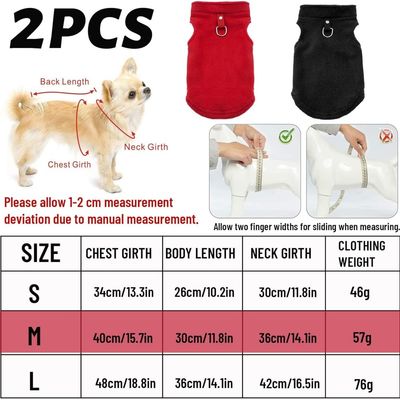 HausPets Lot de 2 Manteaux Chauds Polaire Chiens Petit/Moyen Taille M