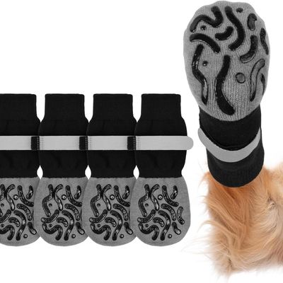 MCBOSON Lot de 2 Chaussettes antidérapantes réglables taille L chien chat