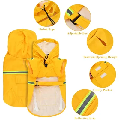 Zoomtopia Imperméable chien jaune réfléchissant taille M capuche Zoomtopia Imperméable chien jaune réfléchissant taille M capuche