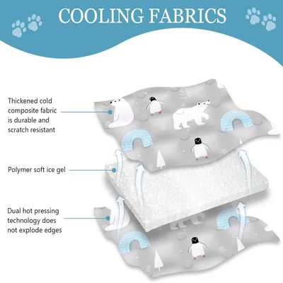 PetTribes Tapis Refroidissant Gris Ours : Auto-Refroidissant, Réutilisable,