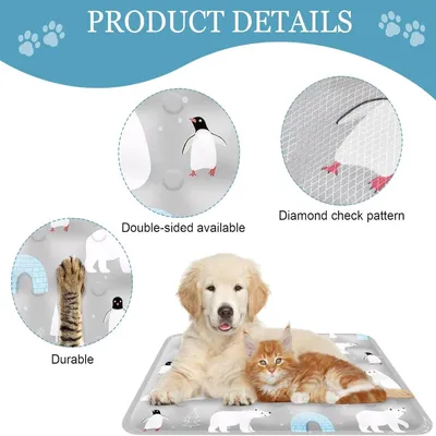 PetTribes Tapis Refroidissant Gris Ours : Auto-Refroidissant, Réutilisable,
