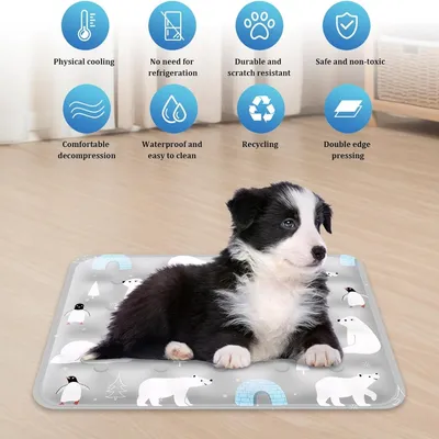 PetTribes Tapis Refroidissant Gris Ours : Auto-Refroidissant, Réutilisable,