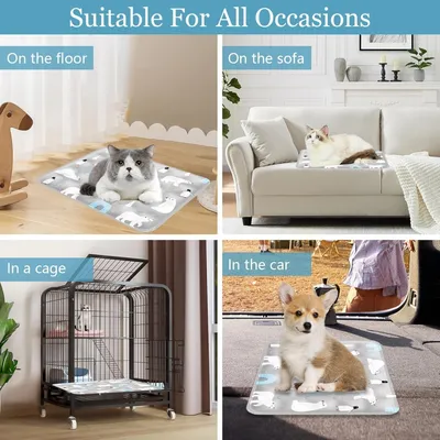 PetTribes Tapis Refroidissant Gris Ours : Auto-Refroidissant, Réutilisable,