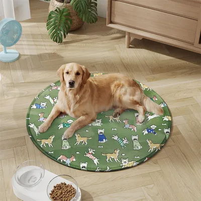 HausPets Kühlmatte aus Eisseide, rund, 60 x 60 cm Grün