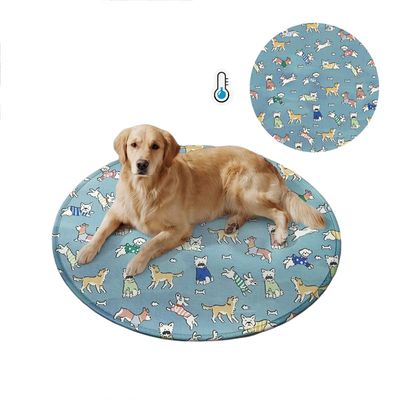 HausPets Kühlmatte aus Eisseide, rund, 60 x 60 cm Blau