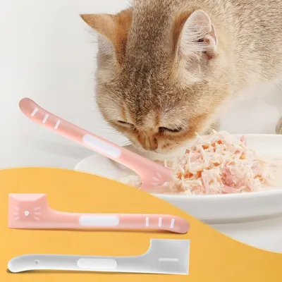 Zoomtopia Lot 4 cuillères chat nourriture humide TPR rose gris Zoomtopia Lot 4 cuillères chat nourriture humide TPR rose gris