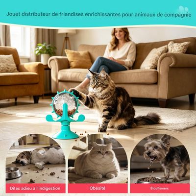 FurryFusion Distributeur de nourriture rotatif pour chien et chat