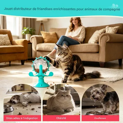 FurryFusion Rotierender Futterspender für Hunde und Katzen