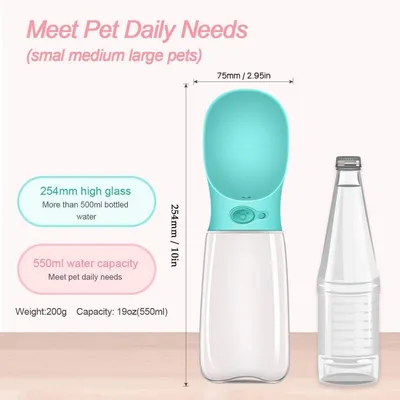 Gourde pour Chien 550ml - Bouteille d'Eau Portable Animaux Extérieur Voyage Gourde pour Chien 550ml - Bouteille d'Eau Portable Animaux Extérieur Voyage