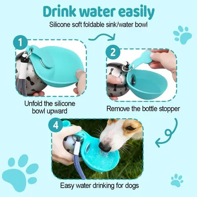 PetTribes Gourde Portable Animaux 285ml, Abreuvoir Silicone Pliable Étanche PetTribes Gourde Portable Animaux 285ml, Abreuvoir Silicone Pliable Étanche