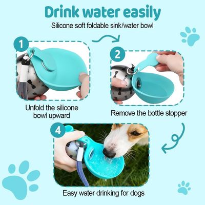 PetTribes Gourde Portable Animaux 285ml, Abreuvoir Silicone Pliable Étanche