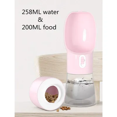 Gourde eau portable pour chien avec gamelle et réservoir nourriture Gourde eau portable pour chien avec gamelle et réservoir nourriture