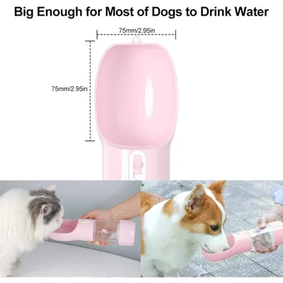 Gourde eau portable pour chien avec gamelle et réservoir nourriture Gourde eau portable pour chien avec gamelle et réservoir nourriture