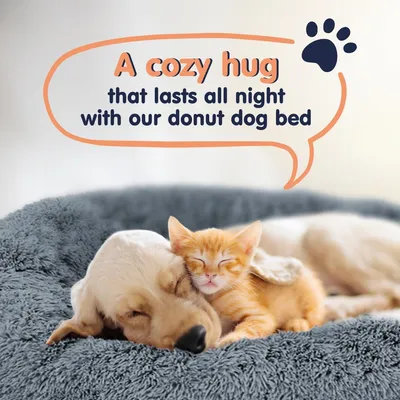 PetTribes Lit Donut Chien, Calmant Anti-Anxiété, Gris Foncé, Moyen PetTribes Lit Donut Chien, Calmant Anti-Anxiété, Gris Foncé, Moyen