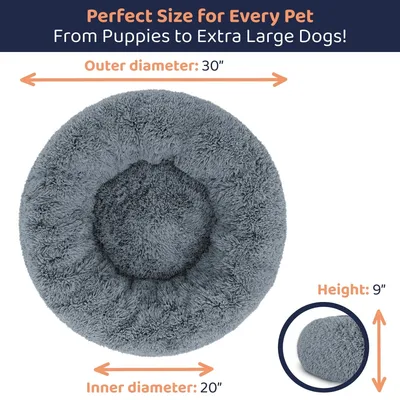 PetTribes Lit Donut Chien, Calmant Anti-Anxiété, Gris Foncé, Moyen PetTribes Lit Donut Chien, Calmant Anti-Anxiété, Gris Foncé, Moyen
