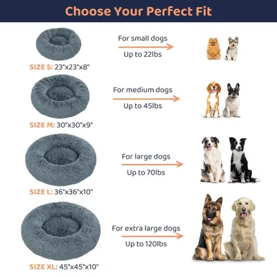 PetTribes Bett Donut Hund, Beruhigungs-Anti-Angst, Grauer Schinken, Mittel