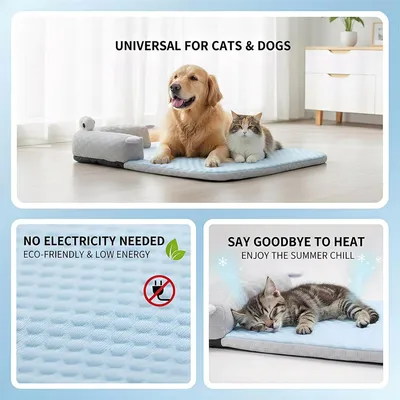 HausPets Kühlmatte für Hunde und Katzen, mit U-förmigem Kissen 55 x 40 cm