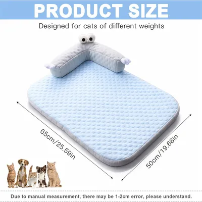 HausPets Kühlmatte für Hunde und Katzen, mit U-förmigem Kissen 55 x 40 cm