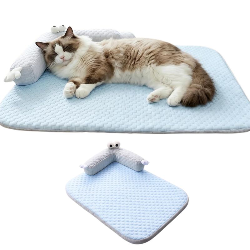 HausPets Kühlmatte für Hunde und Katzen, mit U-förmigem Kissen 55 x 40 cm