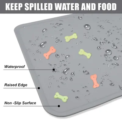 PetTribes Tapis Gamelle Chien Chat en Silicone FDA,Imperméable Antidérapant