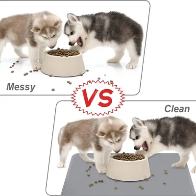 PetTribes Tapis Gamelle Chien Chat en Silicone FDA,Imperméable Antidérapant