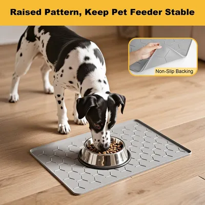 PetTribes Tapis Nourriture Chien Chat, silicone anti-fuite et anti-dérapant PetTribes Tapis Nourriture Chien Chat, silicone anti-fuite et anti-dérapant