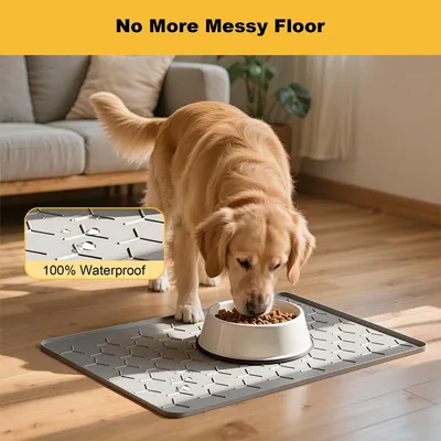 PetTribes Tapis Nourriture Chien Chat, silicone anti-fuite et anti-dérapant PetTribes Tapis Nourriture Chien Chat, silicone anti-fuite et anti-dérapant