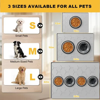 PetTribes Tapis Nourriture Chien Chat, silicone anti-fuite et anti-dérapant PetTribes Tapis Nourriture Chien Chat, silicone anti-fuite et anti-dérapant
