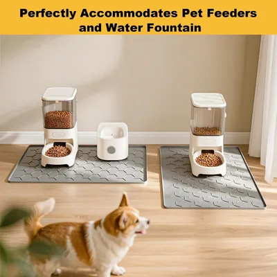 PetTribes Tapis Nourriture Chien Chat, silicone anti-fuite et anti-dérapant PetTribes Tapis Nourriture Chien Chat, silicone anti-fuite et anti-dérapant
