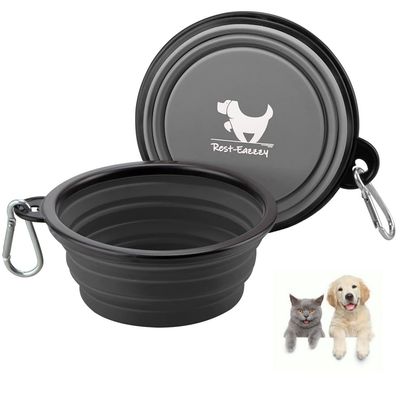 ZooVenture Lot 2 Bols Silicone Pliables Chien Noir