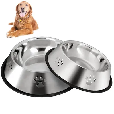 PetTribes Comedero antideslizante acero inoxidable mascotas (22 cm/Juego 2)