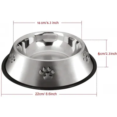 PetTribes Gamelle Acier Inoxydable Antidérapante Animaux (22cm/Lot de 2)