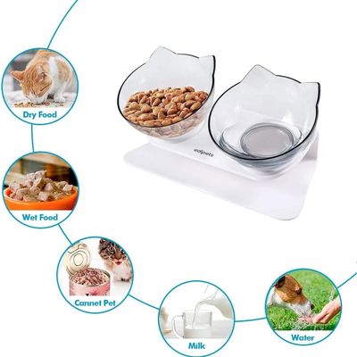 MCBOSON Transparent 15° Inclinée Surélevée Gamelle Double Chat