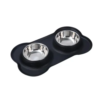 MCBOSON Lot de 2 Acier Inoxydable Tapis Silicone Antidérapant Gamelles