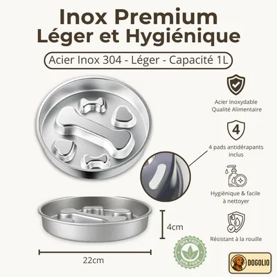 Zoomtopia Gamelle anti-glouton chien acier inox 304 slow feeder 22cm Zoomtopia Gamelle anti-glouton chien acier inox 304 slow feeder 22cm