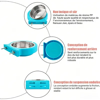 ZooVenture Bol Suspendu Cage Chat Chien Oiseau Inox
