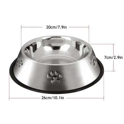 PetTribes Gamelle Acier Inoxydable Antidérapante Animaux (26cm/Lot de 2)