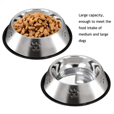PetTribes Gamelle Acier Inoxydable Antidérapante Animaux (26cm/Lot de 2)