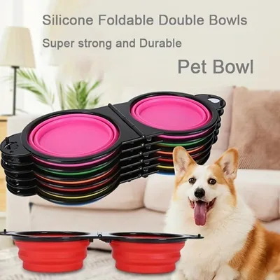 PetTribes Gamelles Pliables Voyage 2x450ml Silicone Rouge PetTribes Gamelles Pliables Voyage 2x450ml Silicone Rouge