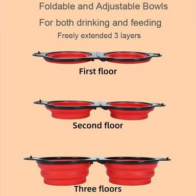 PetTribes Gamelles Pliables Voyage 2x450ml Silicone Rouge