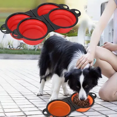 PetTribes Gamelles Pliables Voyage 2x450ml Silicone Rouge PetTribes Gamelles Pliables Voyage 2x450ml Silicone Rouge