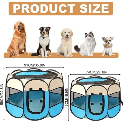 PetTribes Parc Pliant Gris S pour Chien Chat 8 Panneaux 73x73x43cm PetTribes Parc Pliant Gris S pour Chien Chat 8 Panneaux 73x73x43cm