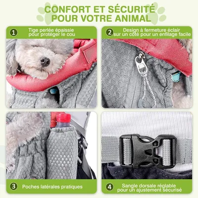 MCBOSON Sac à Dos Transport Chien Rose Cerise
