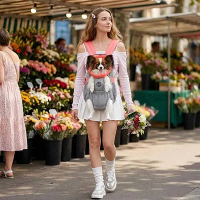 MCBOSON Sac à Dos Transport Chien Rose Cerise