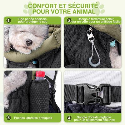 MCBOSON Sac à Dos Transport Chien Vert Olive