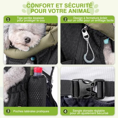MCBOSON Sac à Dos Transport Chien Vert Olive