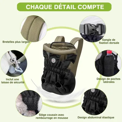 MCBOSON Sac à Dos Transport Chien Vert Olive