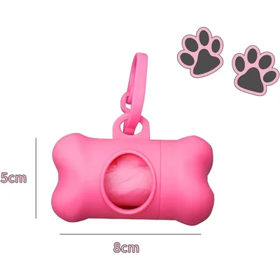 PetTribes Distributeur Sacs Crottes Chien, Forme Os, Rose 5x8cm
