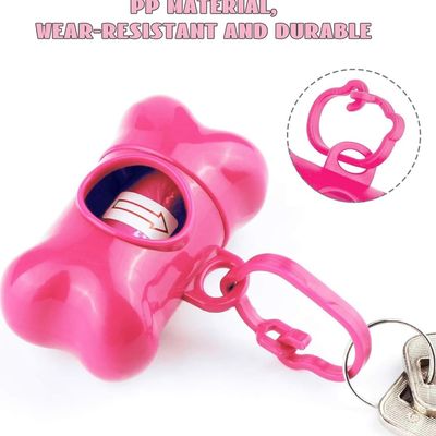 PetTribes Distributeur Sacs Crottes Chien, Forme Os, Rose 5x8cm