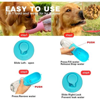 ZooVenture Botella 2 en 1 para agua y comida de perro